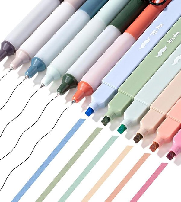 Kit de Resaltadores doble punta y bolígrafos de gel / 12unidades - Imagen 3