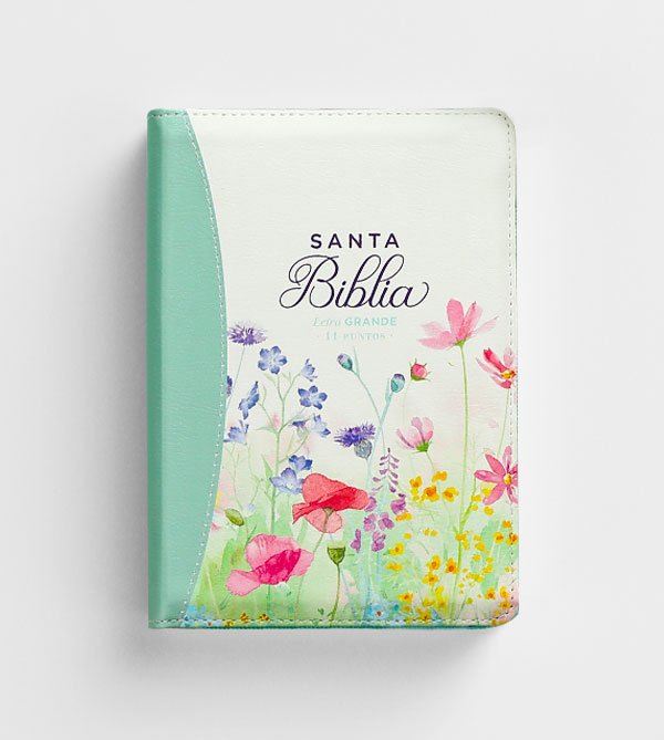 Biblia RV60 | Tamaño Portátil | Letra Grande | Lila turquesa | Con cierre